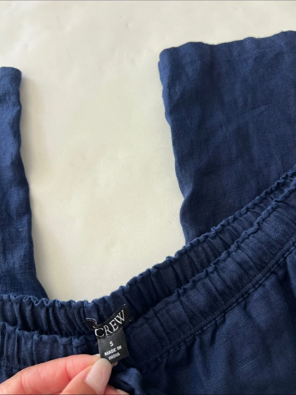 J. Crew Soleil Pant 100% Linen Pockets Drawstring Pull On Navy Blue Small $98